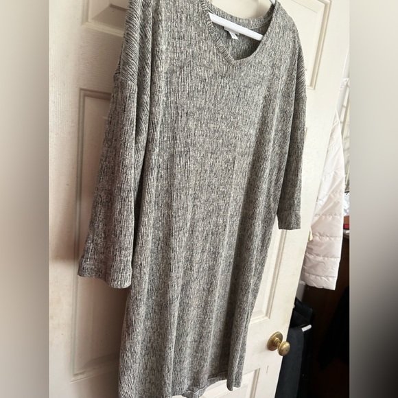 J Jill Black Gray Stretch Linen Blend Modern Dress SZ Medium Can fit Large - Picture 5 of 11